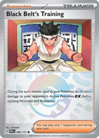 Black Belt's Training (96/131) Scarlet and Violet Prismatic Evolutions Pokeball Reverse Holo Common Pokemon Card TCG