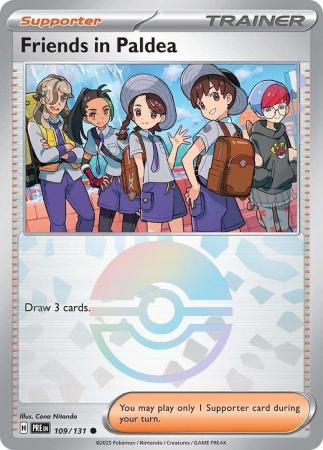 Friends in Paldea (109/131) Scarlet and Violet Prismatic Evolutions Pokeball Reverse Holo Common Pokemon Card TCG
