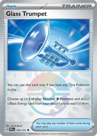 Glass Trumpet (110/131) Scarlet and Violet Prismatic Evolutions Pokeball Reverse Holo Uncommon Pokemon Card TCG