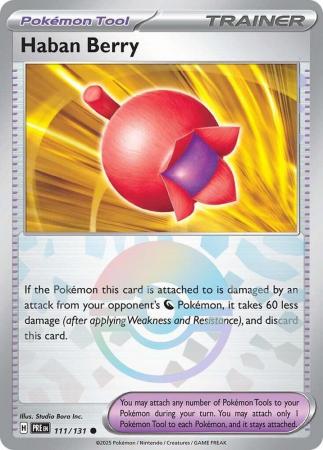 Haban Berry (111/131) Scarlet and Violet Prismatic Evolutions Pokeball Reverse Holo Common Pokemon Card TCG