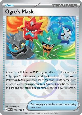 Ogre's Mask (118/131) Scarlet and Violet Prismatic Evolutions Pokeball Reverse Holo Uncommon Pokemon Card TCG