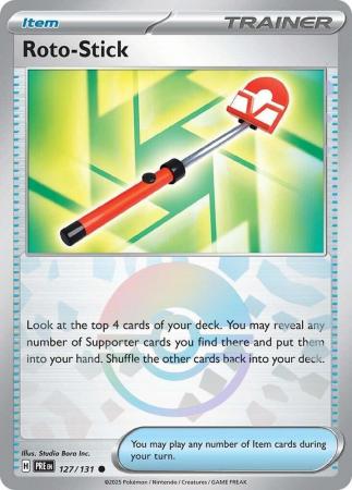 Roto-Stick (127/131) Scarlet and Violet Prismatic Evolutions Pokeball Reverse Holo Common Pokemon Card TCG