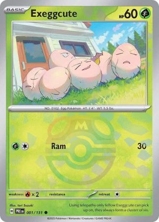 Exeggcute (1/131) Scarlet and Violet Prismatic Evolutions Masterball Reverse Holo Common Pokemon Card TCG