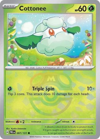 Cottonee (7/131) Scarlet and Violet Prismatic Evolutions Masterball Reverse Holo Common Pokemon Card TCG