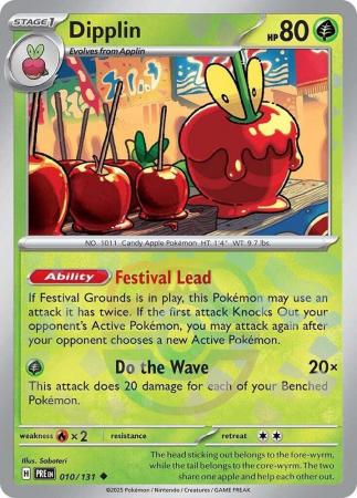 Dipplin (10/131) Scarlet and Violet Prismatic Evolutions Masterball Reverse Holo Uncommon Pokemon Card TCG