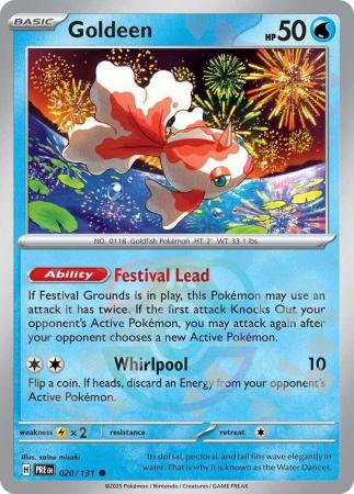 Goldeen (20/131) Scarlet and Violet Prismatic Evolutions Masterball Reverse Holo Common Pokemon Card TCG