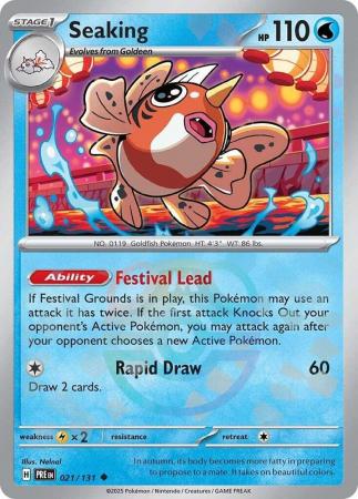 Seaking (21/131) Scarlet and Violet Prismatic Evolutions Masterball Reverse Holo Uncommon Pokemon Card TCG