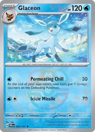 Glaceon (25/131) Scarlet and Violet Prismatic Evolutions Masterball Reverse Holo Rare Pokemon Card TCG