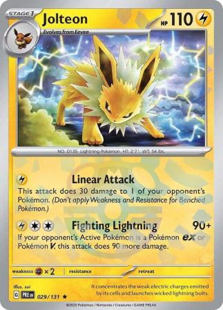 Jolteon (29/131) Scarlet and Violet Prismatic Evolutions Masterball Reverse Holo Rare Pokemon Card TCG