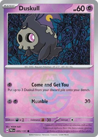 Duskull (35/131) Scarlet and Violet Prismatic Evolutions Masterball Reverse Holo Common Pokemon Card TCG