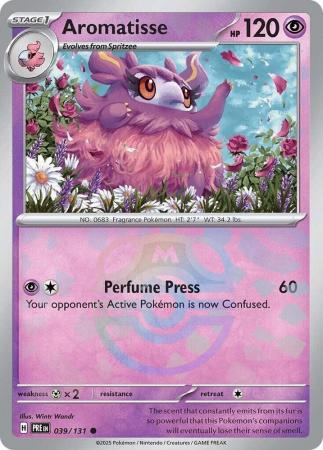 Aromatisse (39/131) Scarlet and Violet Prismatic Evolutions Masterball Reverse Holo Common Pokemon Card TCG