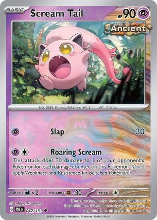 Scream Tail (42/131) Scarlet and Violet Prismatic Evolutions Masterball Reverse Holo Uncommon Pokemon Card TCG