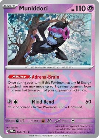 Munkidori (44/131) Scarlet and Violet Prismatic Evolutions Masterball Reverse Holo Rare Pokemon Card TCG