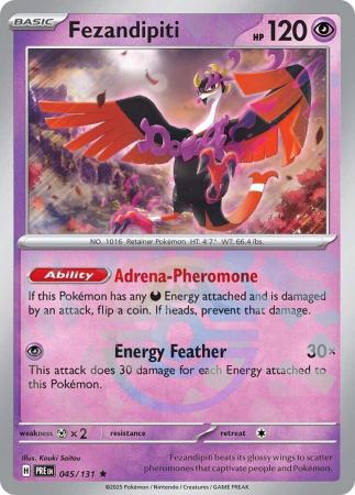 Fezandipiti (45/131) Scarlet and Violet Prismatic Evolutions Masterball Reverse Holo Rare Pokemon Card TCG