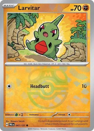 Larvitar (47/131) Scarlet and Violet Prismatic Evolutions Masterball Reverse Holo Common Pokemon Card TCG