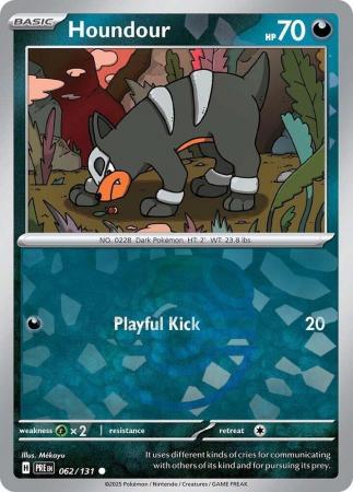 Houndour (62/131) Scarlet and Violet Prismatic Evolutions Masterball Reverse Holo Common Pokemon Card TCG