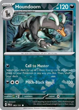 Houndoom (63/131) Scarlet and Violet Prismatic Evolutions Masterball Reverse Holo Common Pokemon Card TCG
