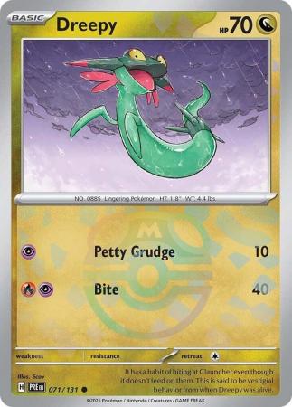 Dreepy (71/131) Scarlet and Violet Prismatic Evolutions Masterball Reverse Holo Common Pokemon Card TCG