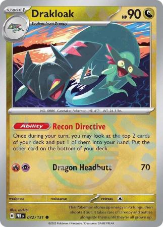Drakloak (72/131) Scarlet and Violet Prismatic Evolutions Masterball Reverse Holo Common Pokemon Card TCG