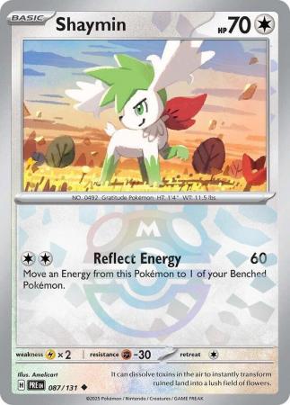 Shaymin (87/131) Scarlet and Violet Prismatic Evolutions Masterball Reverse Holo Uncommon Pokemon Card TCG