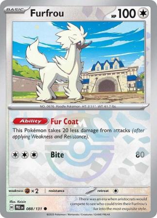 Furfrou (88/131) Scarlet and Violet Prismatic Evolutions Masterball Reverse Holo Common Pokemon Card TCG