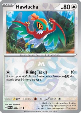 Hawlucha (89/131) Scarlet and Violet Prismatic Evolutions Masterball Reverse Holo Uncommon Pokemon Card TCG