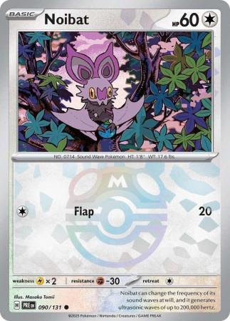Noibat (90/131) Scarlet and Violet Prismatic Evolutions Masterball Reverse Holo Common Pokemon Card TCG