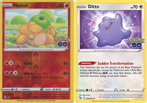 Unpeeled Numel Ditto 53/78 SWSH Pokemon GO Reverse Holo Rare Pokemon Card TCG