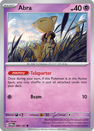 Abra 080/167 SV Twilight Masquerade Common Pokemon Card TCG