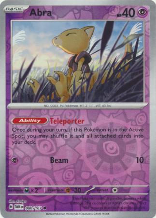 Abra 080/167 SV Twilight Masquerade Reverse Holo Common Pokemon Card TCG