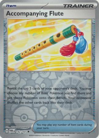 Accompanying Flute 142/167 SV Twilight Masquerade Reverse Holo Uncommon Trainer Pokemon Card TCG Near Mint 