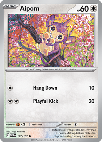 Aipom 137/167 SV Twilight Masquerade Common Pokemon Card TCG Near Mint