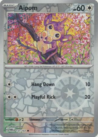 Aipom 137/167 SV Twilight Masquerade Reverse Holo Common Pokemon Card TCG Near Mint