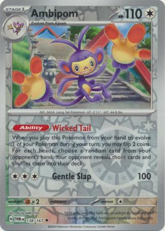 Ambipom 138/167 SV Twilight Masquerade Reverse Holo Uncommon Pokemon Card TCG Near Mint