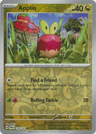 Applin 126/167 SV Twilight Masquerade Reverse Holo Common Pokemon Card TCG Near Mint