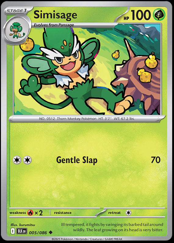 Simisage (5/86) Scarlet and Violet Black Bolt Uncommon Pokemon Card TCG