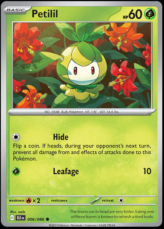 Petilil (6/86) Scarlet and Violet Black Bolt Reverse Holo Common Pokemon Card TCG