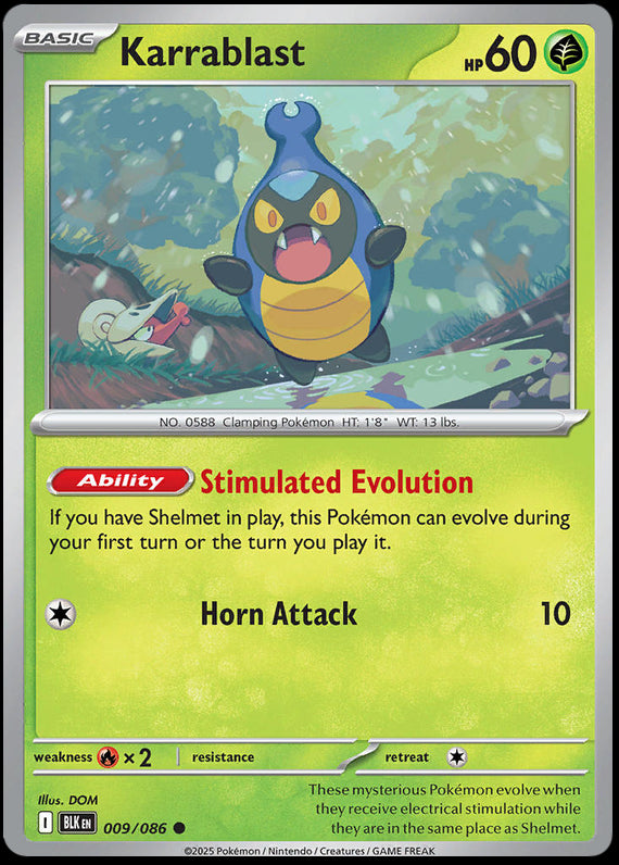 Karrablast (9/86) Scarlet and Violet Black Bolt Common Pokemon Card TCG