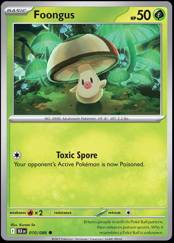 Foongus (10/86) Scarlet and Violet Black Bolt Common Pokemon Card TCG