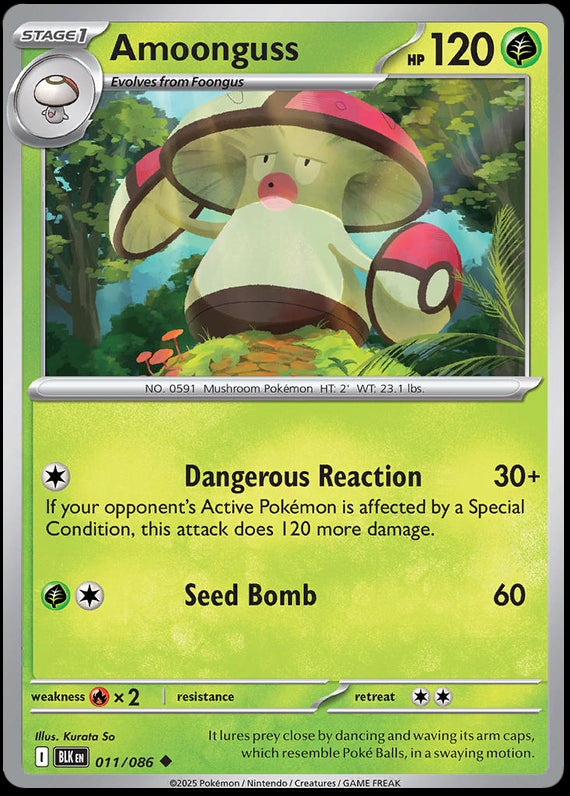 Amoonguss (11/86) Scarlet and Violet Black Bolt Reverse Holo Uncommon Pokemon Card TCG