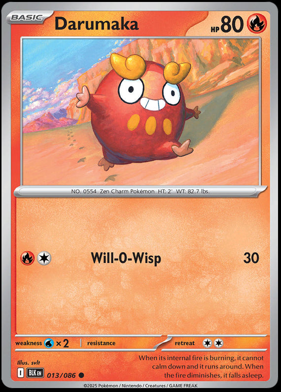Darumaka (13/86) Scarlet and Violet Black Bolt Common Pokemon Card TCG