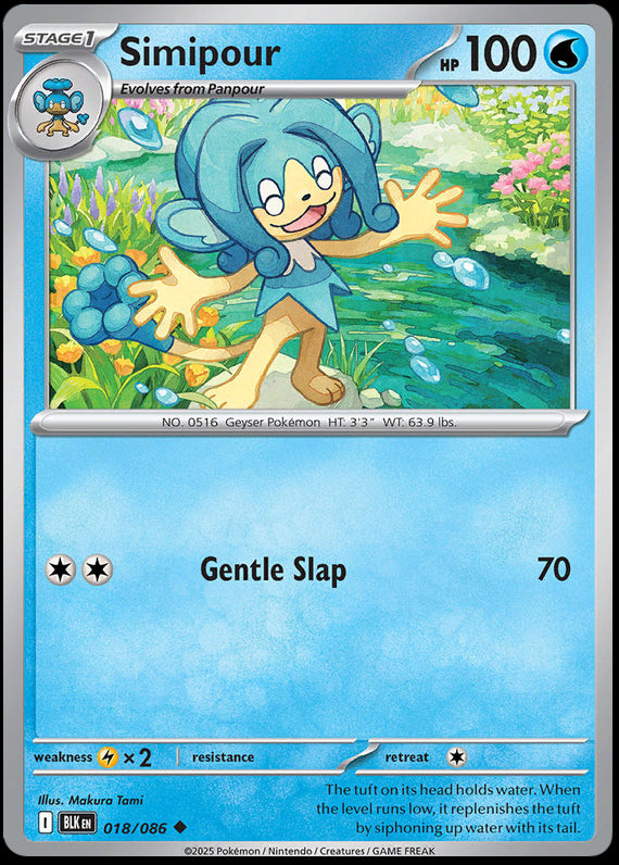 Simipour (18/86) Scarlet and Violet Black Bolt Uncommon Pokemon Card TCG