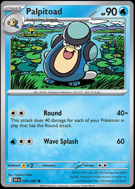 Palpitoad (20/86) Scarlet and Violet Black Bolt Reverse Holo Common Pokemon Card TCG