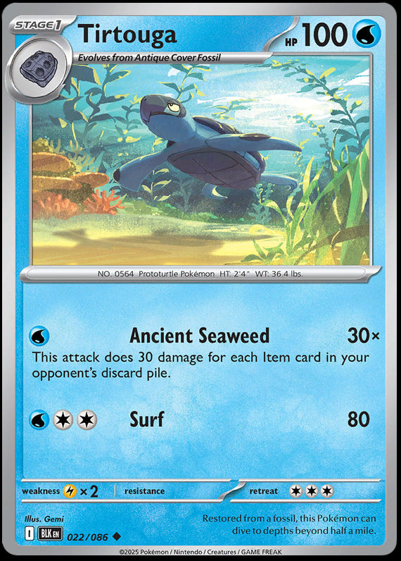 Tirtouga (22/86) Scarlet and Violet Black Bolt Reverse Holo Uncommon Pokemon Card TCG