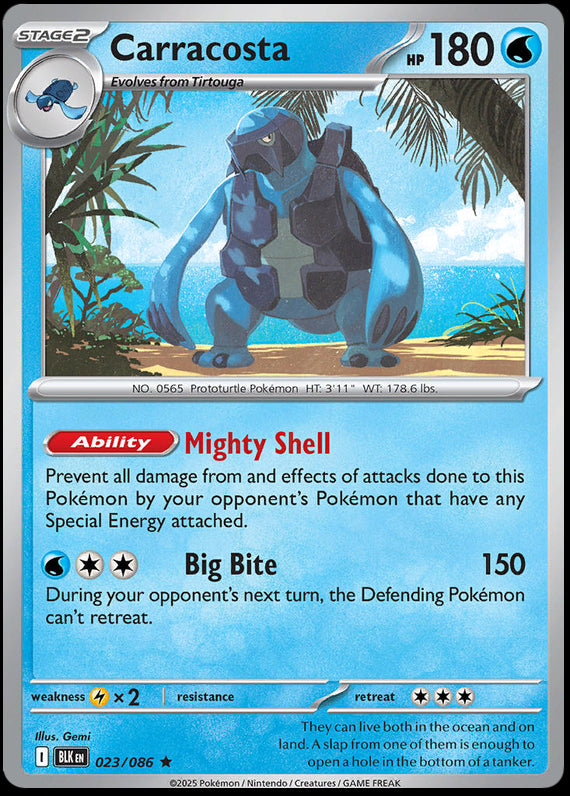 Carracosta (23/86) Scarlet and Violet Black Bolt Rare Pokemon Card TCG