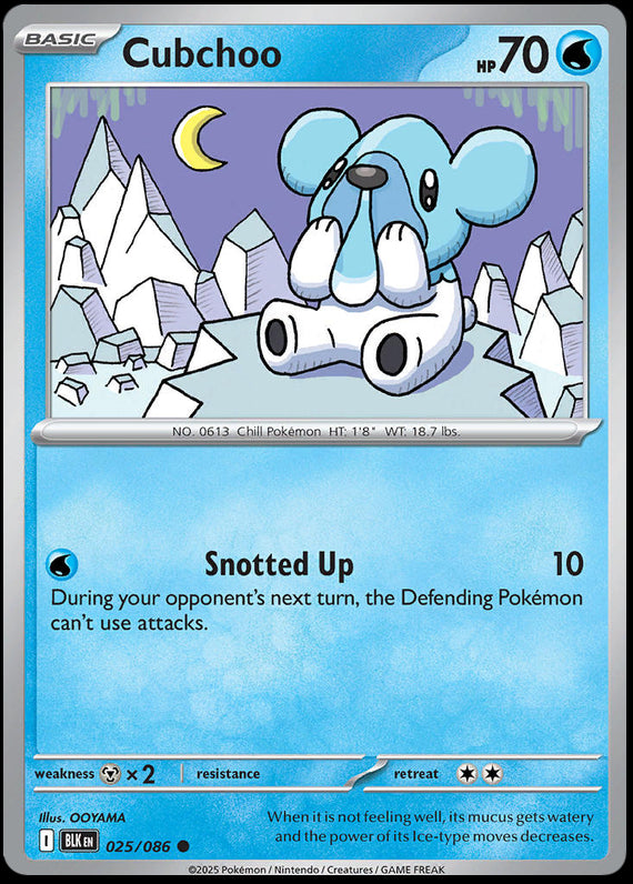 Cubchoo (25/86) Scarlet and Violet Black Bolt Reverse Holo Common Pokemon Card TCG