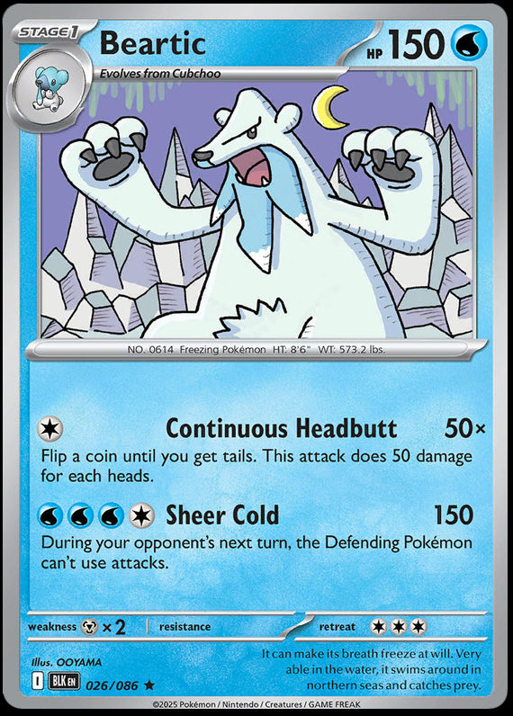 Beartic (26/86) Scarlet and Violet Black Bolt Reverse Holo Rare Pokemon Card TCG