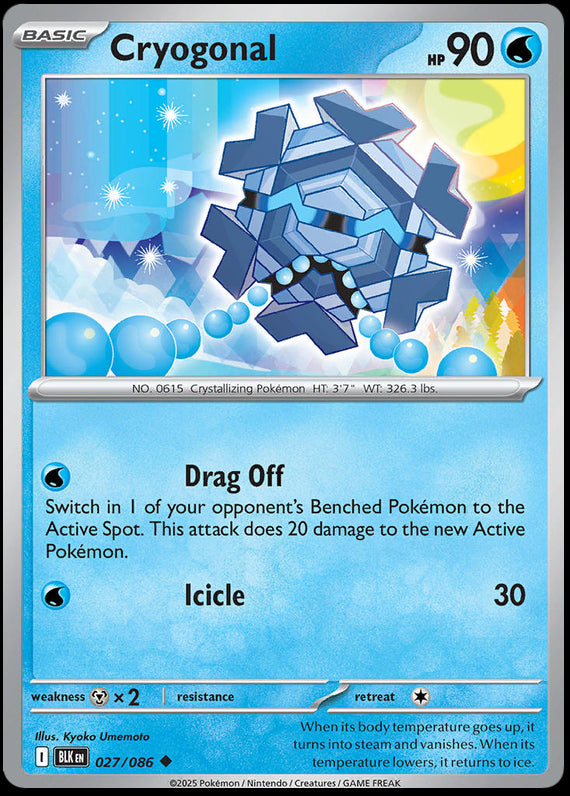 Cryogonal (27/86) Scarlet and Violet Black Bolt Reverse Holo Uncommon Pokemon Card TCG