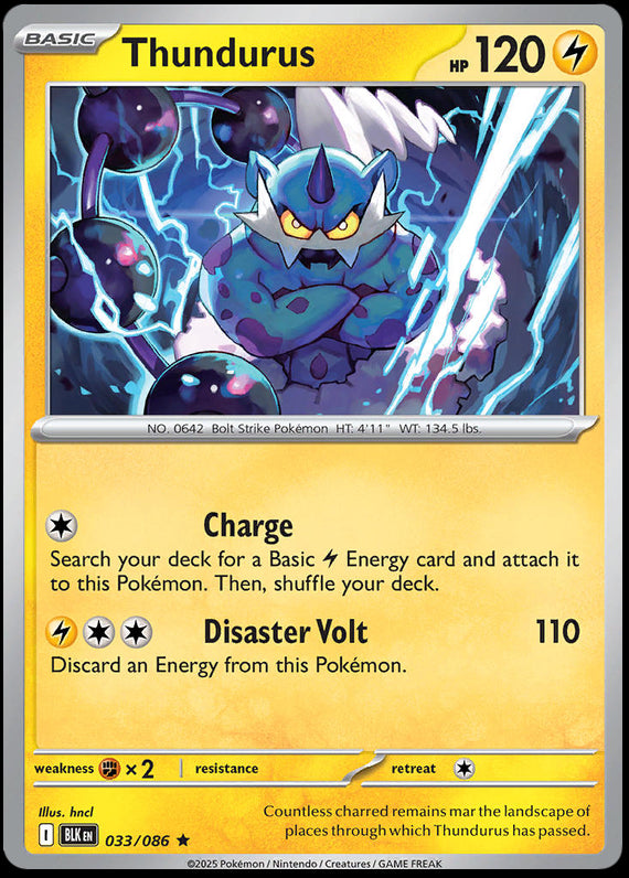 Thundurus (33/86) Scarlet and Violet Black Bolt Rare Pokemon Card TCG