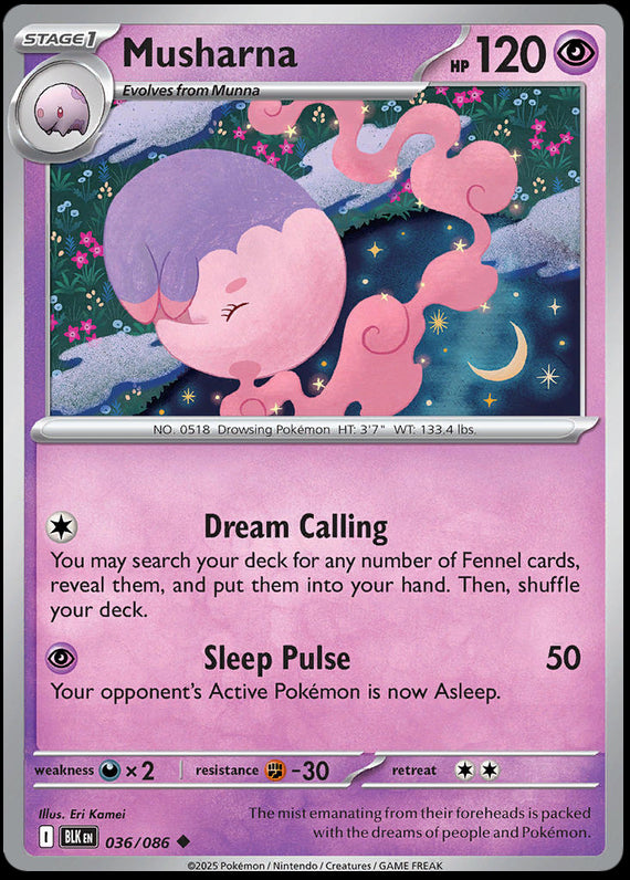 Musharna (36/86) Scarlet and Violet Black Bolt Uncommon Pokemon Card TCG